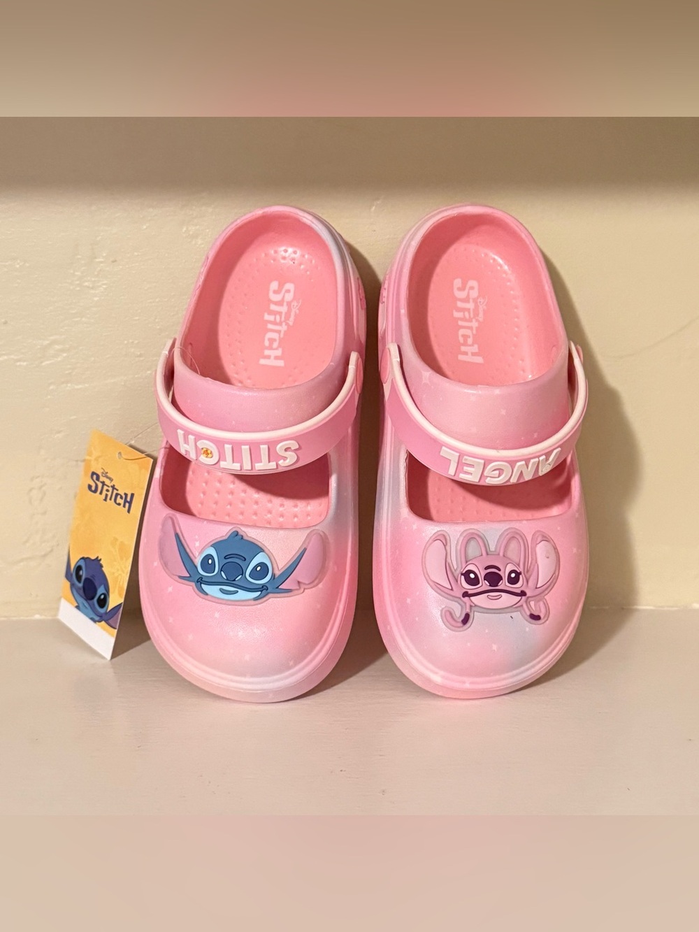 NWT Disney Stitch and Angel Toddler Girls Pink Mary Jane Clogs Size 11